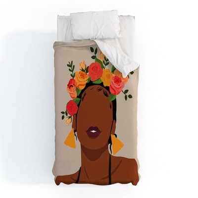Domonique Brown Crown Duvet Set - Deny Designs