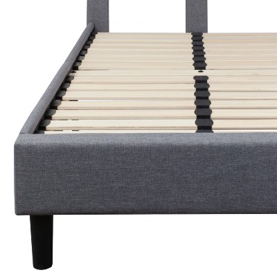 Elegant Twin-Size Light Gray Upholstered Bed with Tufted Headboard and Nailhead Trim