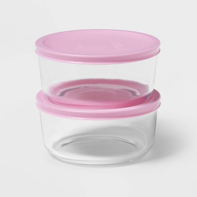 4pc (set of 2) 4c Round Glass Food Storage Container Set - Room Essentials™