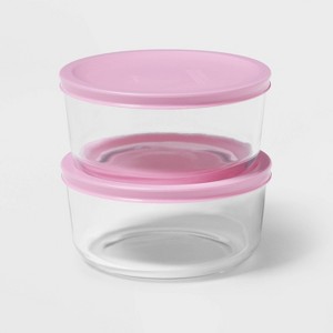4pc (set of 2) 4c Round Glass Food Storage Container Set - Room Essentials™ - 1 of 3