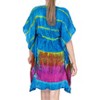 LA LEELA Women's Beachwear Summer Swim Beach Cover Ups for Swimwear Women Swimsuit Coverups for Women Short Duster Dress Medium Blue, Tie Dye Design - 3 of 3
