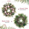 COZONY 22 Inch Pre-lit Pink Christmas Wreath, 30 LED Battery Operated Wreath with Ball Ornaments for Front Door Fireplace Window - 2 of 4