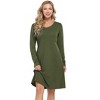 Women's V Neck Long Sleeve T Shirt Dress Basics Plain Dresses Casual Loose Flowy Swing Dresses - 2 of 4