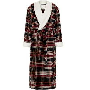 ADR Men's Robe, Warm Plush Hooded Bathrobe Man, Full Length Fleece Robe Man with Hood - 1 of 4