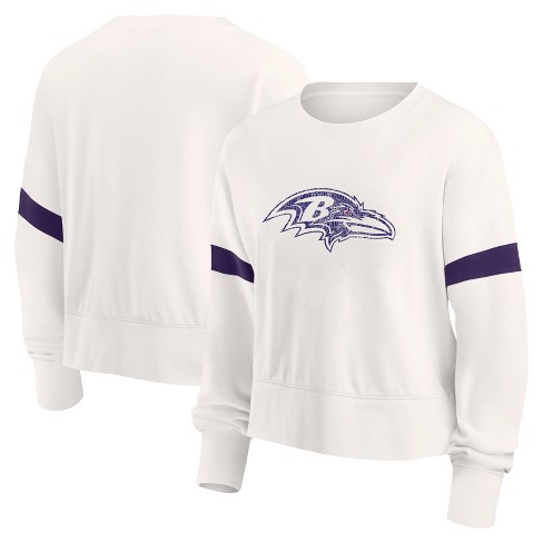 NFL Baltimore Ravens Women's Primary Antique Long Sleeve Crew Fleece  Sweartshirt - L