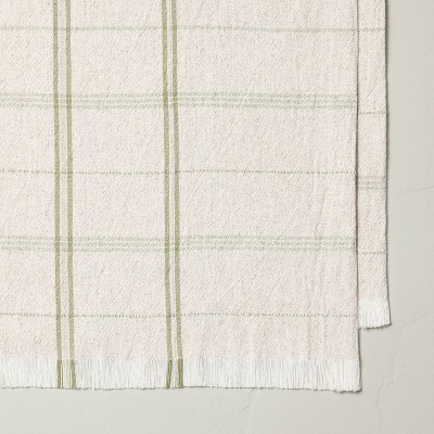 20&#34;x90&#34; Tri-Stripe Plaid Woven Table Runner Light Green/Natural - Hearth &#38; Hand&#8482; with Magnolia