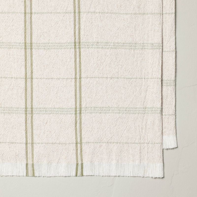 20&#34;x90&#34; Tri-Stripe Plaid Woven Table Runner Light Green/Natural - Hearth &#38; Hand&#8482; with Magnolia, 4 of 5