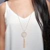 Long Necklaces for Woman Disk Circle Pendant Necklaces Tassel Fringe Necklace Set Statement Pendant - 2 of 4