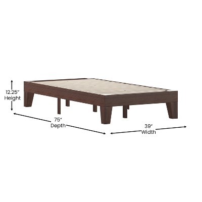 Walnut Twin Wood Platform Bed Frame with Slats