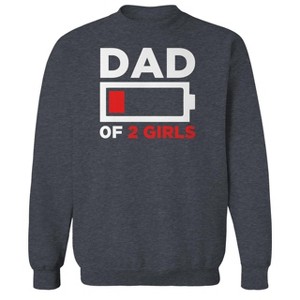 Rerun Island Men's Dad Of Two Girls Long Sleeve Graphic Cotton Pullover Sweatshirt - Dark Heather S - 1 of 3
