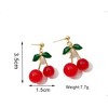 Handmade Creative Light Weight Fruits Earring 18K Gold Plated Sweet and Lovely Cherry Tassel Dangle Drop Earrings for Women Girls - 3 of 4