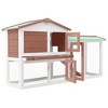 vidaXL Rabbit Hutch Brown and White Solid Fir Wood, Plywood Large - 2 of 4