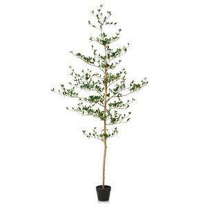 DR.Planzen 5-7FT Artificial Olive Tree with Real Wood Branches & Lifelike Fruits - Faux Indoor/Outdoor Green Leaves Fake Tree for Home Decor - 1 of 4
