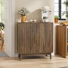 PDTEND Carved Wood Decorative Storage Cabinet with Adjustable Shelf & 2-Door for Entryway, Living Room, Kitchen or Office - 2 of 4