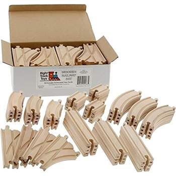 Wooden Train Track 52 Piece Set - 18 Feet Of Track Expansion And 5 Distinct Pieces - by Right Track Toys