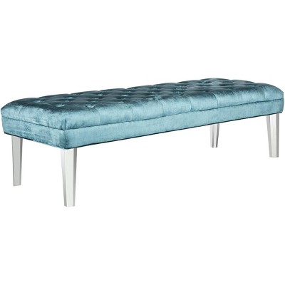 Abrosia Cyan Transitional 63'' Tufted Bedroom Bench with Acrylic Legs