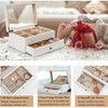 Rustic Wooden Jewelry Box with Mirror, 2 Layers, White Vintage Style. - 2 of 4