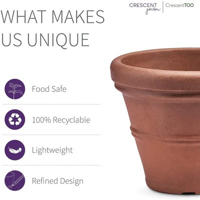 Rust 12" Round Polyethylene Outdoor/Indoor Planter