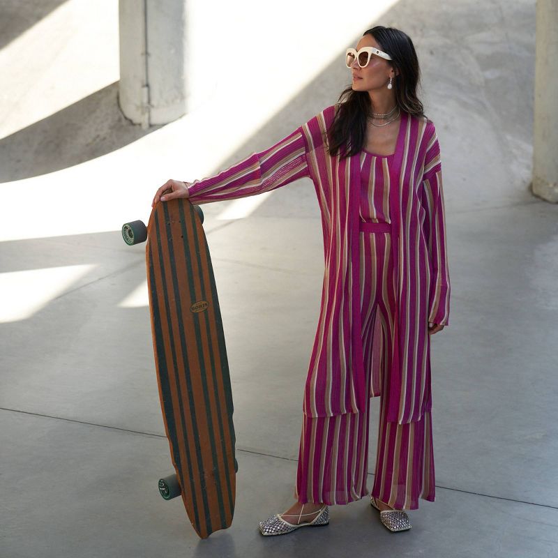 Women's Striped Open-Front Duster Cardigan - Future Collective™ with Jenny K. Lopez Pink, 4 of 9