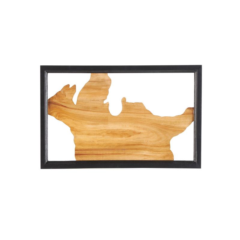 Wood Abstract Handmade Live Edge Wood Slab Wall Decor with Black Frame Brown - Olivia & May, 1 of 15
