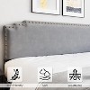 Bed Frame, Velvet Upholstered Platform Bed Frame with Rivet Decor Headboard and Strong Wood Slat Support - 4 of 4