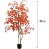 Artificial Maple Tree Indoor, with Realistic Silk Leaves, Fall Tree in Pot for Home Decoration Thanksgiving Harvest Fall Party - 2 of 4