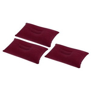 Unique Bargains Neck Support for Hiking Travel Flocked Inflatable Camping Pillows 3 Pcs 15" x 9.5" - 1 of 4