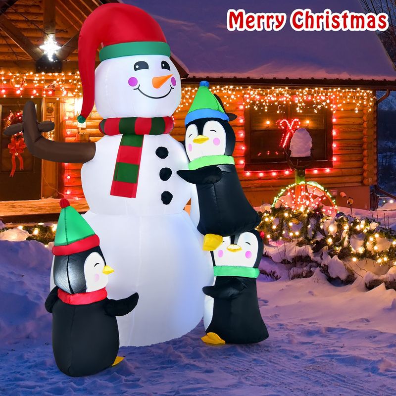 6ft Christmas Inflatable Snowman with Penguins Quick Blow up Snowman, 2 of 9