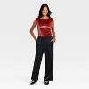 Women's Ruched Velour T-Shirt - A New Day™ - 3 of 4