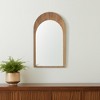 HomeRoots 48" Light Brown Solid Wood Arch Framed Accent Mirror - 2 of 4