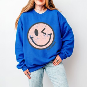 Simply Sage Market S.W.Smiley Pink Smiley Face Grunge Sweatshirt - 1 of 4