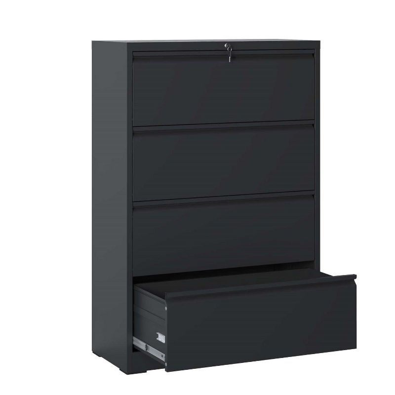 Lateral File Cabinet 4 Drawer, Filing Cabinet, Lockable File Cabinet for Home Office, Locking Metal Cabinet for Legal/Letter/A4/F4 Size-The Pop Home, 2 of 12