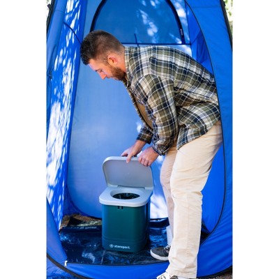 Compact Green and Gray Plastic Portable Camp Toilet