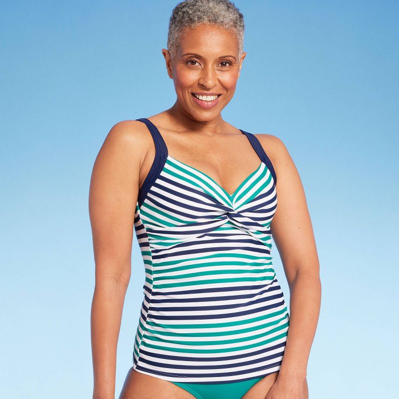 Lands' End Women's UPF 50 Twist-Front Underwire Tankini Top, 1 of 5