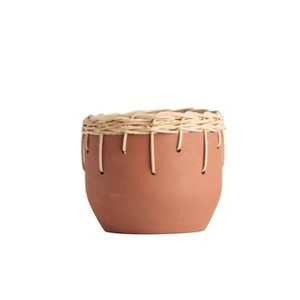 LiveTrends Large Cava Ceramic Indoor Planter Pot Terracotta Orange 6.5"x6.5"x5.5" - 1 of 2