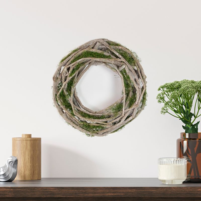 Northlight 12" Birch Twig with Green Moss Artificial Spring Wreath - Unlit, 3 of 5