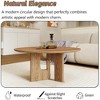 QingMoon Round Coffee Table, 31" Mid-Century Natural Ash Wood Center Table with Geometric Base for Living Room - 2 of 4