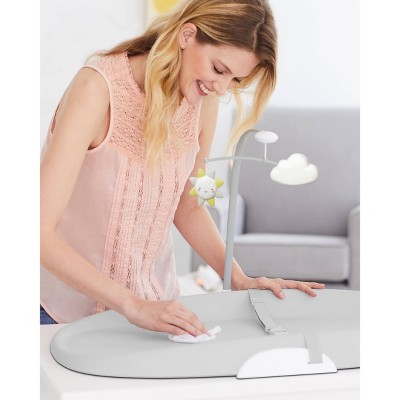 Light Gray Foam Baby Changing Pad with Safety Belt