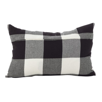 Classic Plaid Cotton Down Filled Throw Pillow 13" x 20" Black