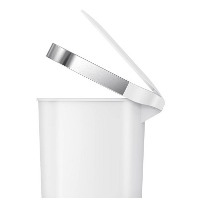 White Plastic 10.6 Gallon Slim Kitchen Step Trash Can
