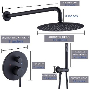 Wall-Mounted Shower Set: 10-inch Rainfall Head, Handheld Faucet - 1 of 4