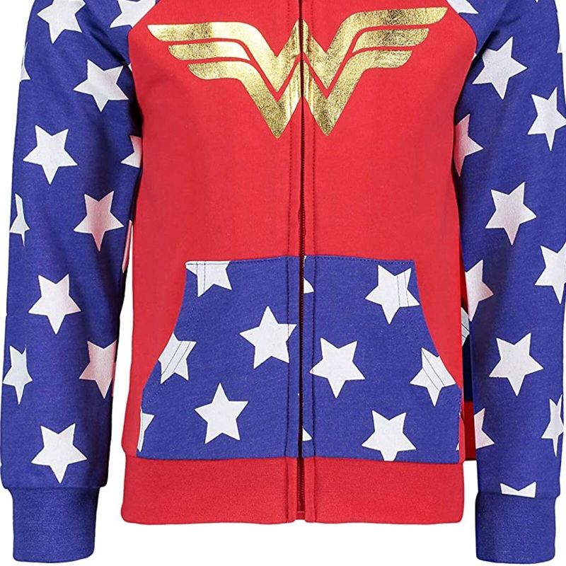 DC Comics Justice League Wonder Woman Girls French Terry Zip Up Costume Hoodie Toddler , 5 of 8