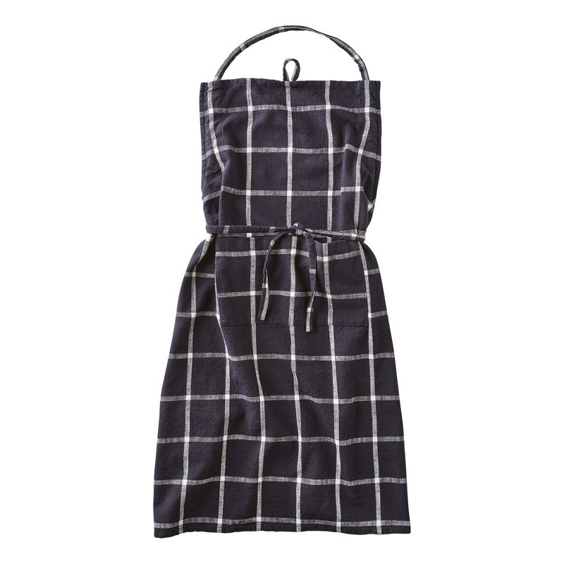 tagltd Classic Check Slub Bib Apron with Large Pocket and Waist Tie Black, One Size Fits Most, Machine Wash, 1 of 3