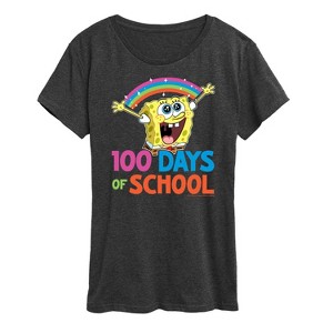 Women's - SpongeBob SquarePants - 100 Days Of School Spongebob Short Sleeve Graphic T-Shirt - 1 of 4