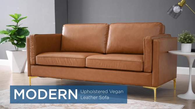 Kaiya Vegan Leather Sofa Tan - Modway, 2 of 10, play video