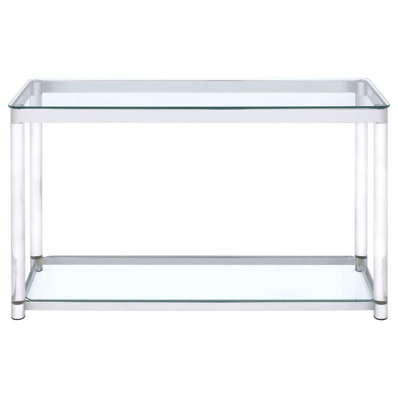 Anne Acrylic Console Sofa Table with Glass Top and Shelf Chrome - Coaster, 4 of 6