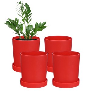 Unique Bargains Plastic Drainage Holes Indoor Plants Flower Pots 4 Pc - 1 of 4