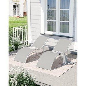 Chaise Lounge Set of 2 - Outdoor Chairs, All-Weather Textilene Mesh & Steel Frame - Poolside, Beach, Backyard Sun Loungers for Patio, Deck & Garden - 1 of 4