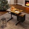 Runesay Brown Drafting Drawing Table with Stool and 3 Drawers - 4 of 4