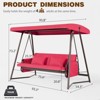 Vynxaria Outdoor Patio 3 seaters Metal Swing Chair Swing bed with Cushion and Adjustable Canopy Red Color - 4 of 4